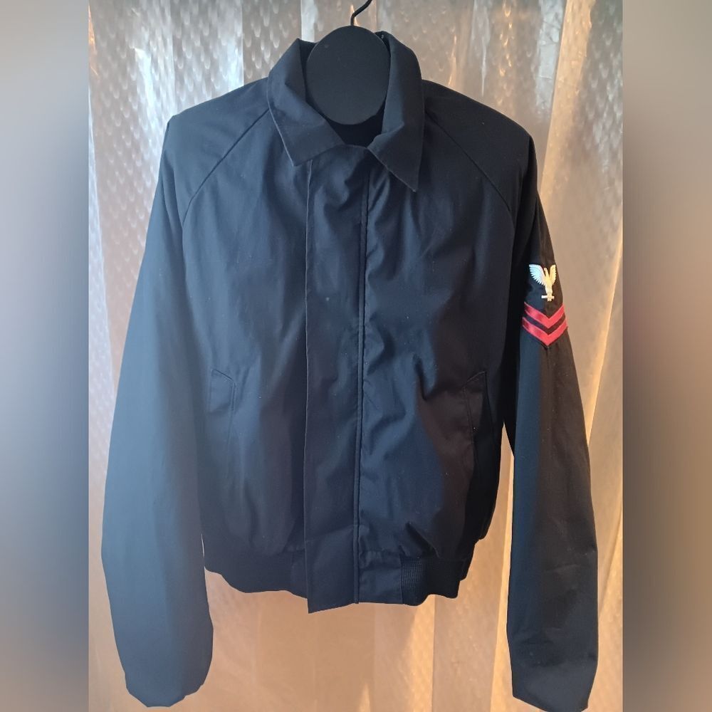 DSCP Military Men's Black Jacket with Embroidered Patch Size Large